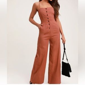 Beach Day Rusty Rose Backless Jumpsuit